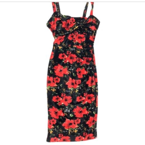 Bettie Page Tatyana Pinup Glam Poppy Wiggle Dress - Picture 3 of 8